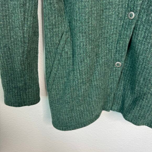 prAna Milana Asymmetrical Wool Snap Button Jacket Green Long Pockets Size M $180 - Picture 5 of 9